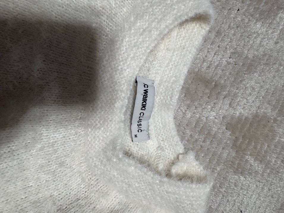 Mor ve beyaz uzun kollu triko kazak - Görsel 4