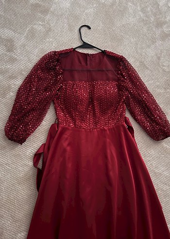 Bordo elbise - Görsel 5