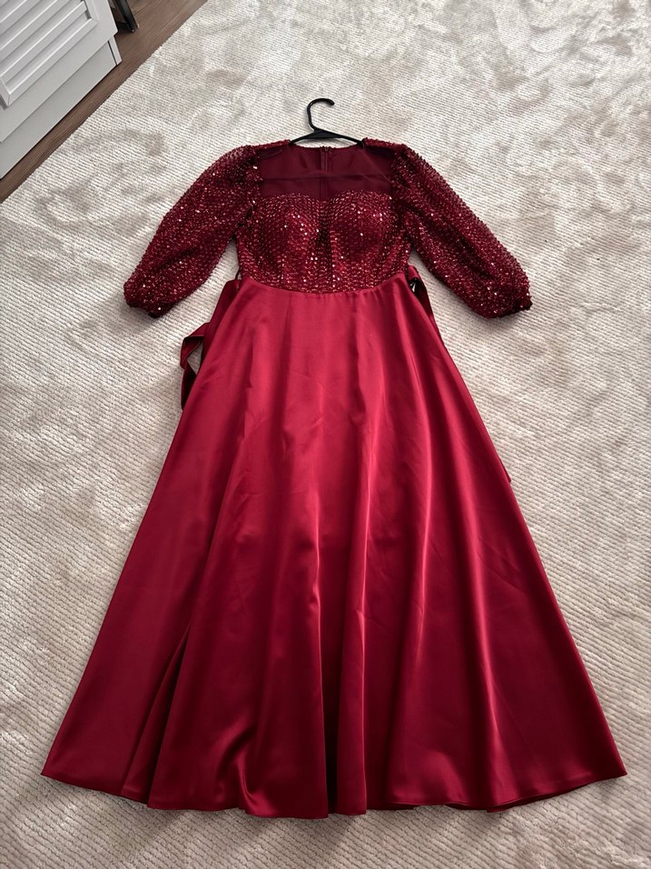 Bordo elbise - Görsel 4