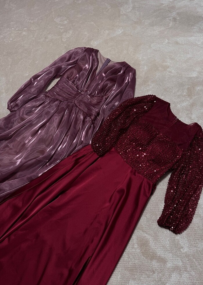 Bordo elbise - Görsel 3