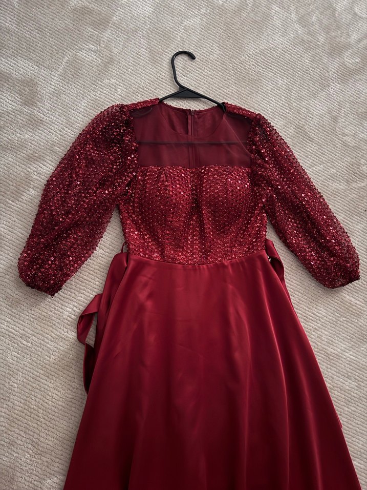 Bordo elbise - Görsel 5