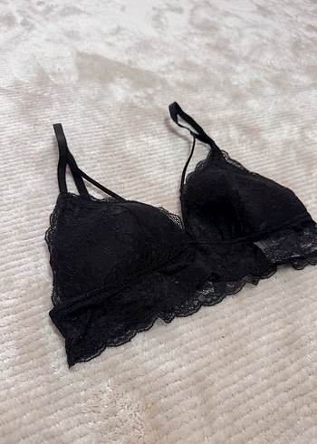 Defacto Siyah Dantelli Minimalist Bralet