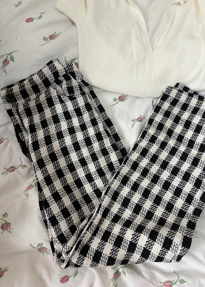 milla kareli pantolon - Görsel 2