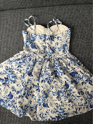 mini mavi beyaz elbise - Görsel 3