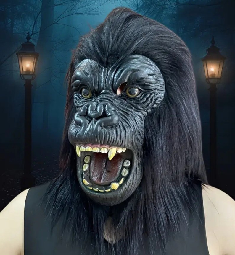 Gerçekçi Goril Maske Siyah - Görsel 4