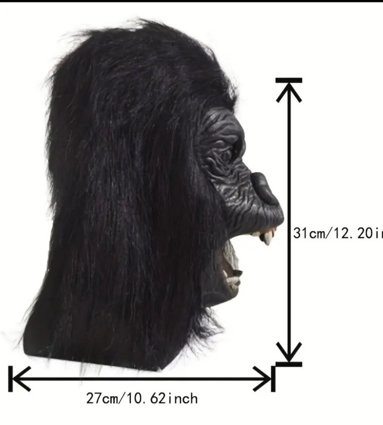 Gerçekçi Goril Maske Siyah - Görsel 3
