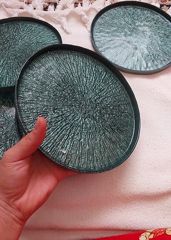 Koyu Yeşil Modern tatlı Tabak Seti - Görsel 4