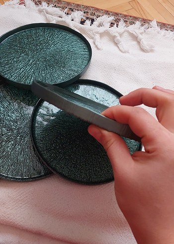 Koyu Yeşil Modern tatlı Tabak Seti - Görsel 2