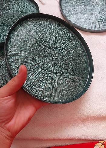 Koyu Yeşil Modern tatlı Tabak Seti - Görsel 5