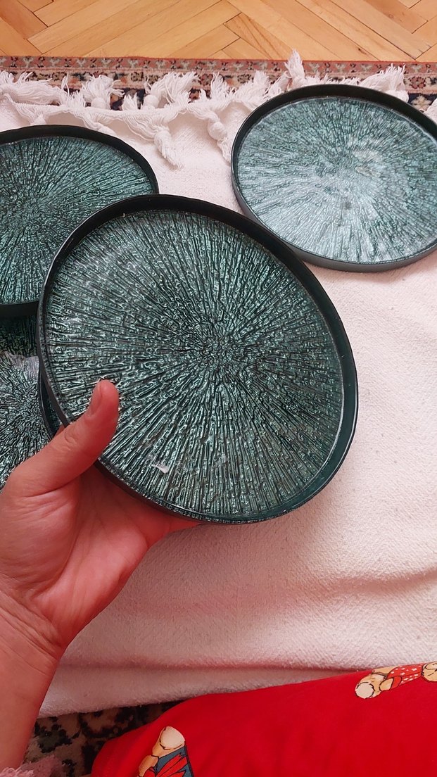 Koyu Yeşil Modern tatlı  Tabak Seti - Görsel 4