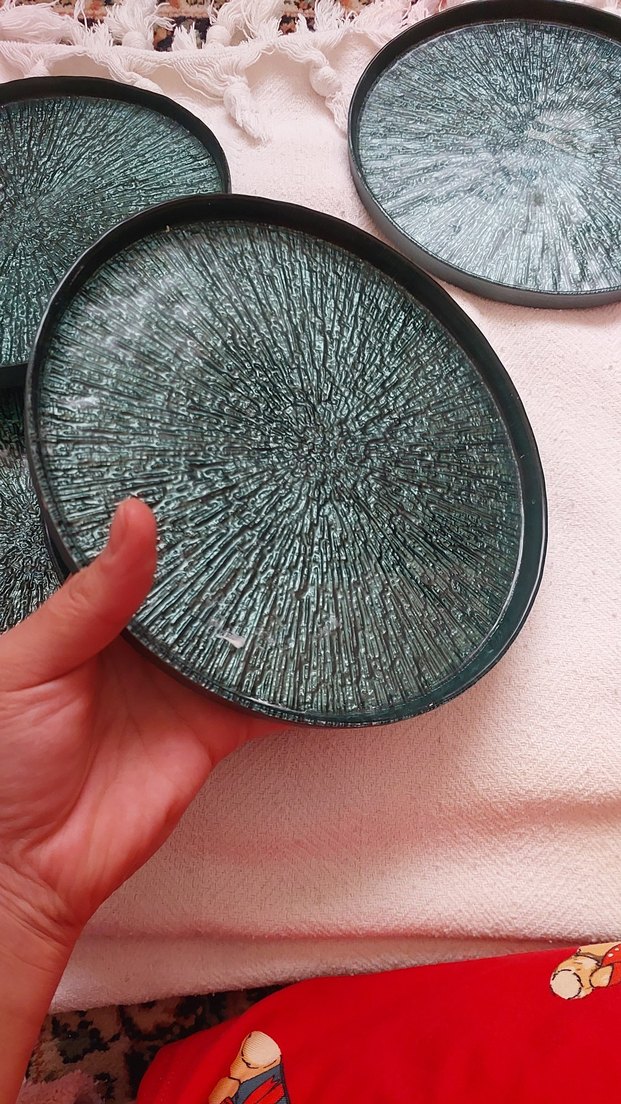 Koyu Yeşil Modern tatlı  Tabak Seti - Görsel 5