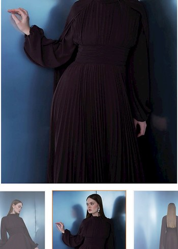 Uzun Siyah Gotik Kadın Elbise - Görsel 4