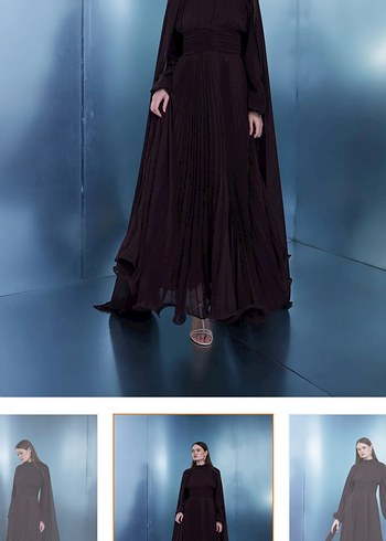 Uzun Siyah Gotik Kadın Elbise - Görsel 2