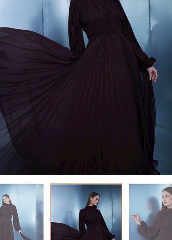 Uzun Siyah Gotik Kadın Elbise - Görsel 5