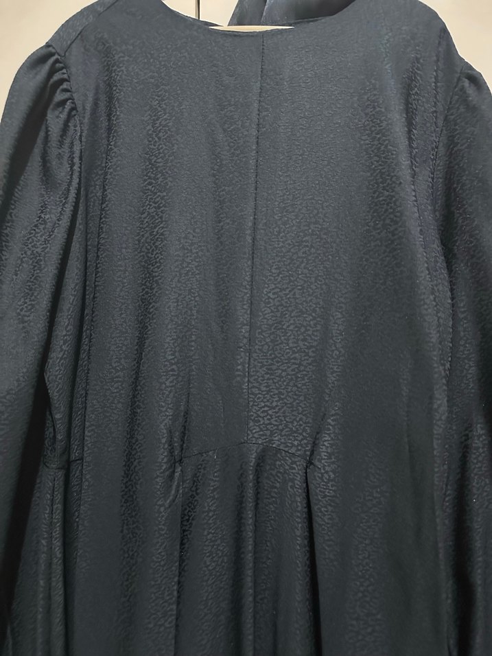 Lacivert Uzun Keten Elbise - Görsel 2