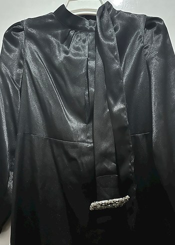 Siyah Uzun Drapeli Gotik Abiye Elbise - Görsel 3