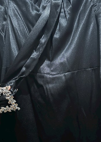 Siyah Uzun Drapeli Gotik Abiye Elbise - Görsel 2