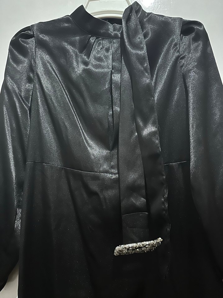 Siyah Uzun Drapeli Gotik Abiye Elbise - Görsel 3