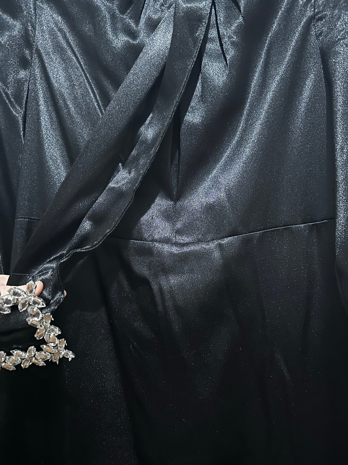 Siyah Uzun Drapeli Gotik Abiye Elbise - Görsel 2