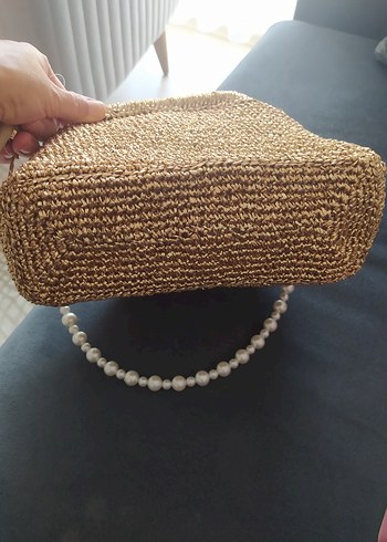 İnci Saplı  Örgü Kadın Portföy Çanta - Görsel 5