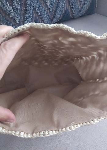 Bej Dantel Detaylı Örgü Kadın Çanta - Görsel 3