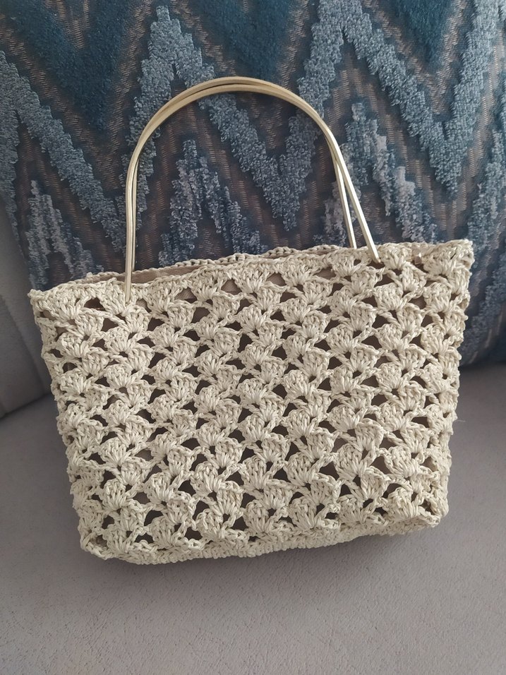 Bej Dantel Detaylı Örgü Kadın Çanta - Görsel 4