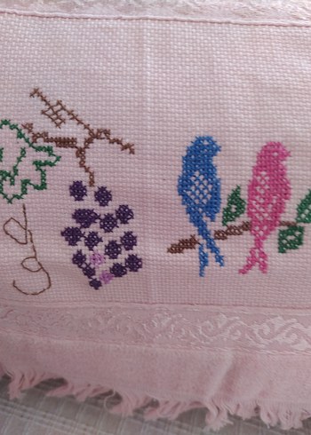 Nakışlı Pembe Mutfak Havlusu - Görsel 3