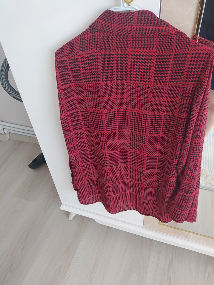 Uzun Kollu Kırmızı Nakışlı Bohem Kadın gömlek - Görsel 3