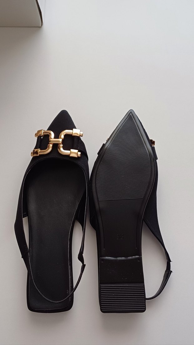 Tokalı Siyah Stiletto Kadın Babet - Görsel 3