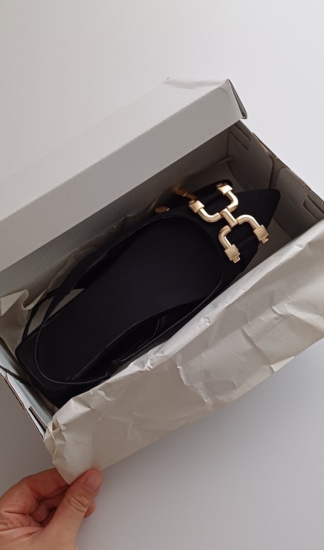 Tokalı Siyah Stiletto Kadın Babet - Görsel 4