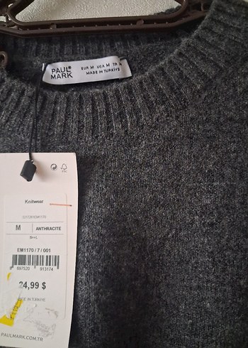 Gri Kadın Yünlü Basic Triko - Görsel 4