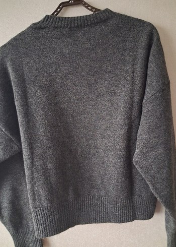 Gri Kadın Yünlü Basic Triko - Görsel 2