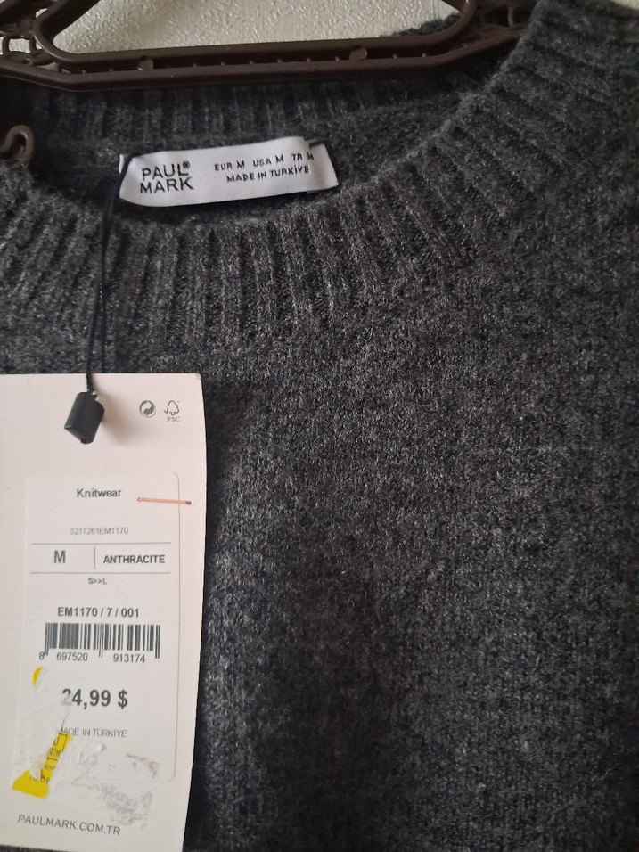 Gri Kadın Yünlü Basic Triko - Görsel 4