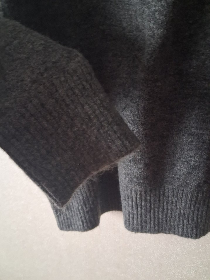 Gri Kadın Yünlü Basic Triko - Görsel 3