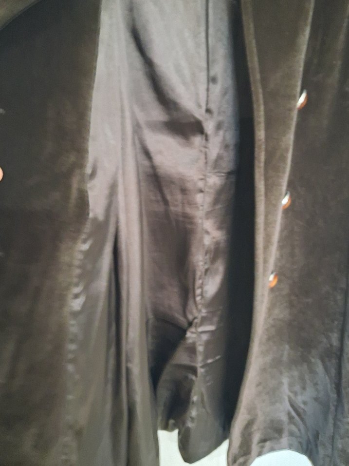 Düğmeli Kahverengi kadife Midi Hamile Kaban - Görsel 4