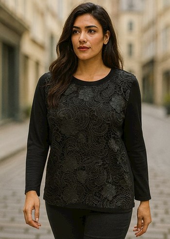 İş Tarzı Siyah Dantel Midi Kolye - Görsel 3