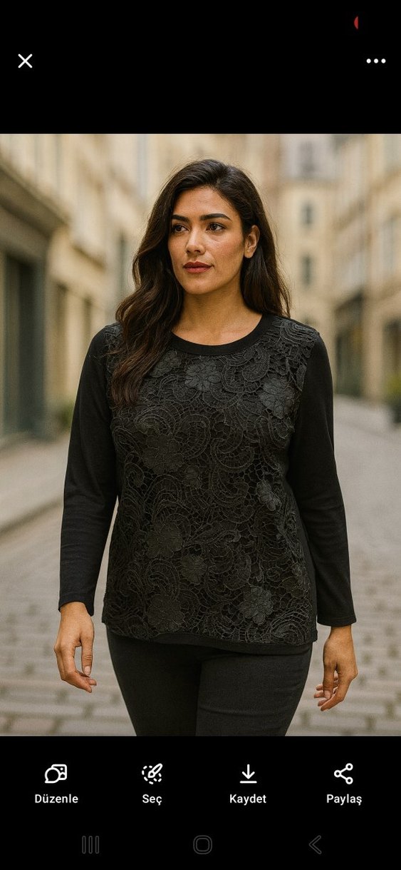 İş Tarzı Siyah Dantel Midi Kolye - Görsel 3