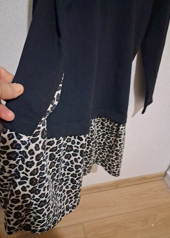 Leopar Desenli Fırfırlı Mini Kadın Tunik - Görsel 3