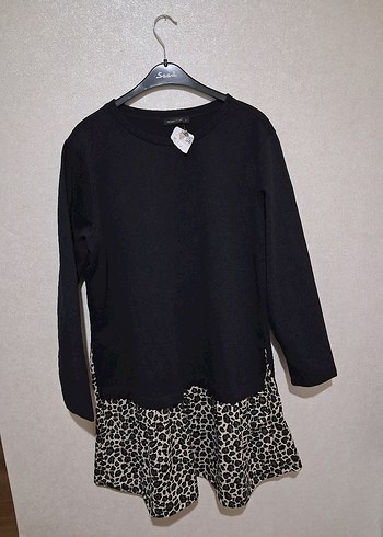 Leopar Desenli Fırfırlı Mini Kadın Tunik - Görsel 4