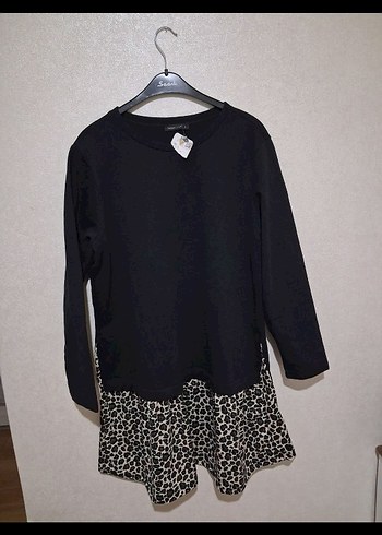 Leopar Desenli Fırfırlı Mini Kadın Tunik - Görsel 2