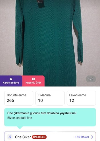Kadın Yeşil Triko Boğazlı Midi Elbise - Görsel 2