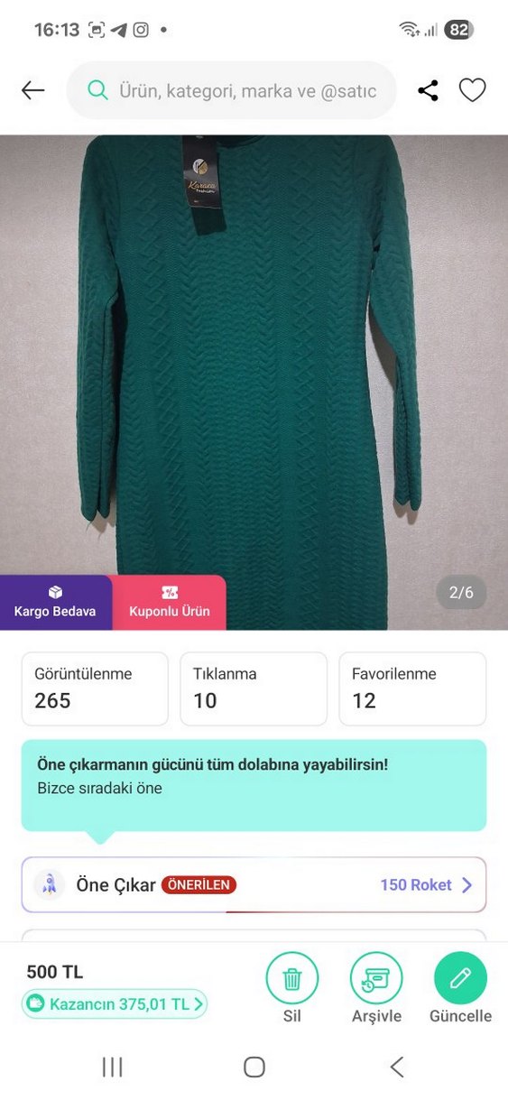 Kadın Yeşil Triko Boğazlı Midi Elbise - Görsel 2