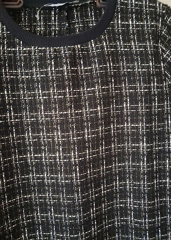 Ekose Desenli Gri Kadın kısa elbise - Görsel 4