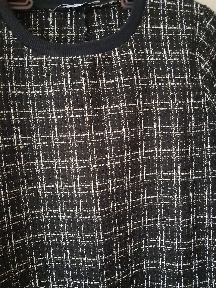 Ekose Desenli Gri Kadın kısa elbise - Görsel 4