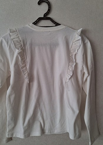 Kız Çocuk Bej Fırfırlı Pamuklu Bluz - Görsel 2