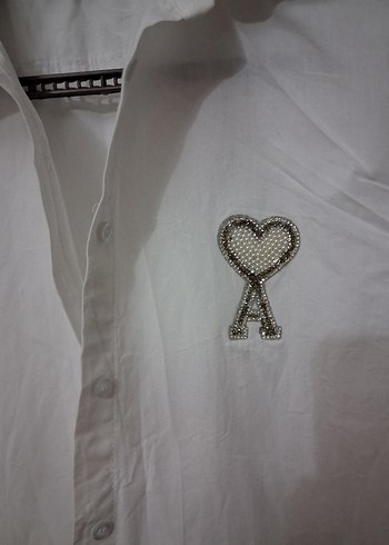 pul payetle işlenmiş beyaz kadın gomlekk - Görsel 3