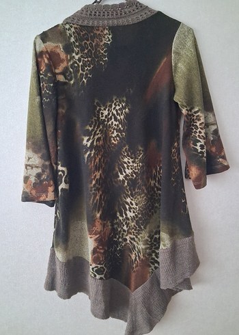 Bohem V Yaka Uzun Triko Tunik - Görsel 2