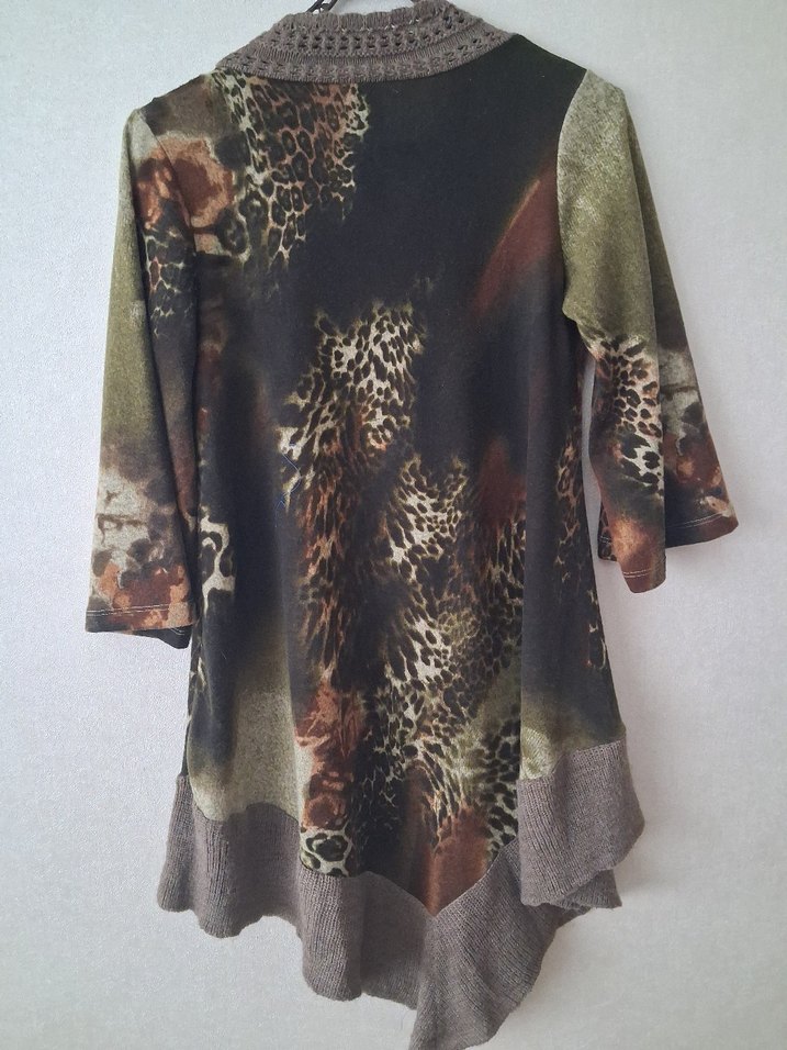 Bohem V Yaka Uzun Triko Tunik - Görsel 2