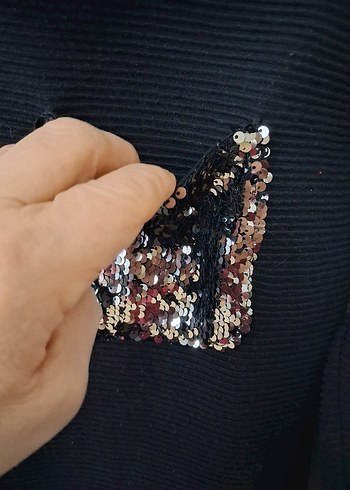 Siyah Yüksek Yakalı Triko Hamile Tunik - Görsel 5