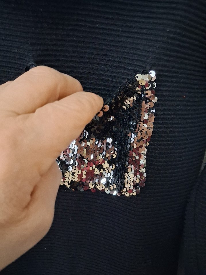 Siyah Yüksek Yakalı Triko Hamile Tunik - Görsel 5